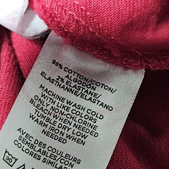 LOFT Red Denim Belted Skirt Womens Size 4 Button Front Pockets Midi Pencil - Picture 4 of 4